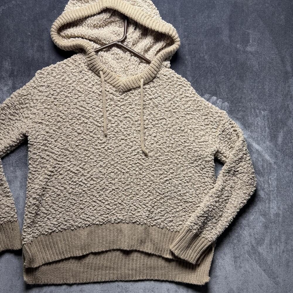KNOX ROSE Sweater Womens XS Beige Hooded Textured Chunky Knit Pullover